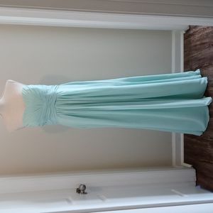 David's Bridal Strapless Chiffon Gown in Light Aqua